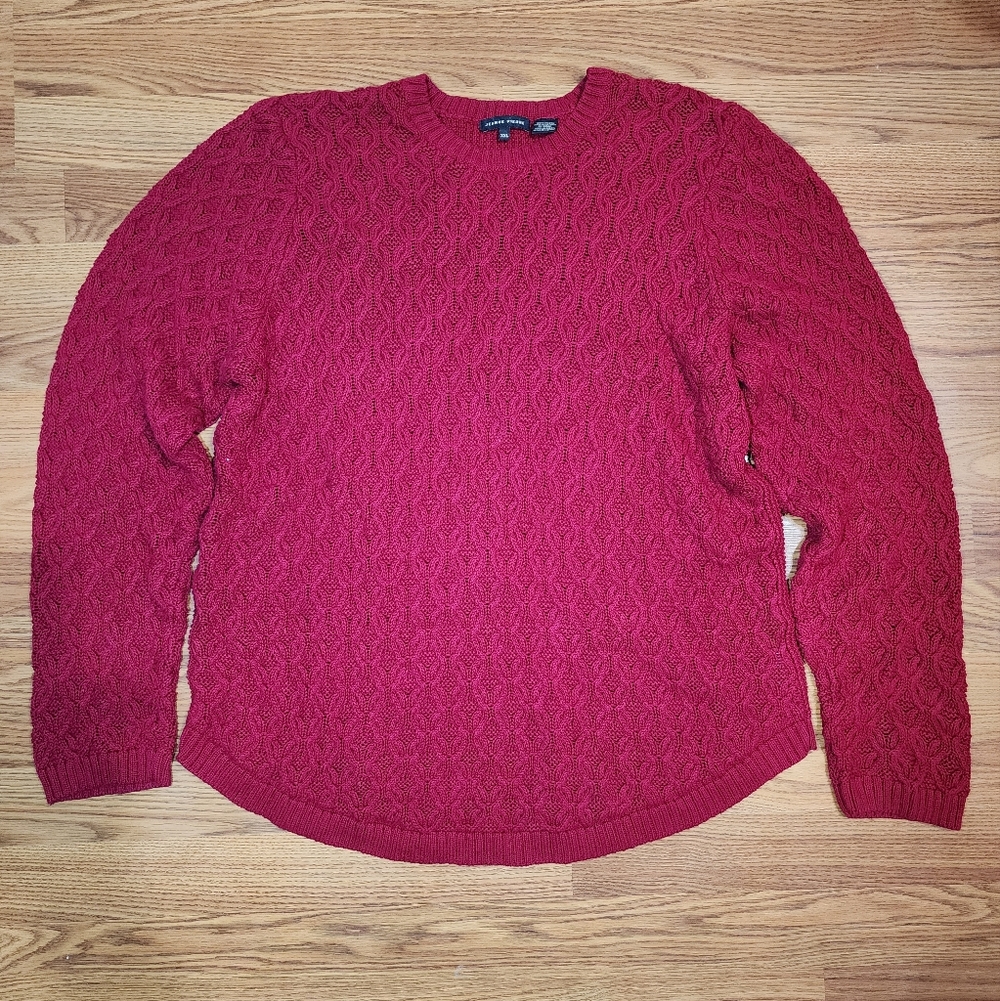 Jeanne Pierre Sweater Women XXL Red Textured Cable Knit Pullover Long Sleeve